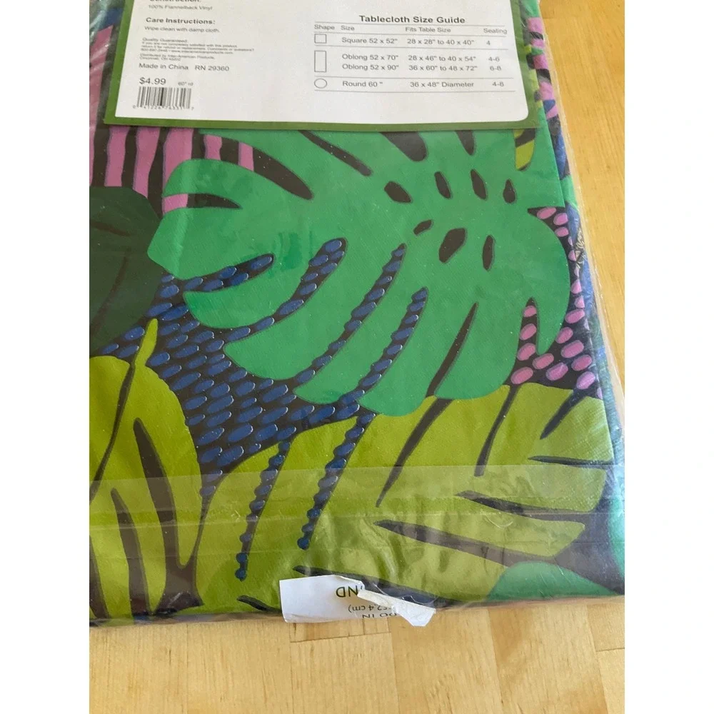 HD Designs Outdoors Sunkissed Palms Tablecloth 60 Inch Round Flannelback Vinyl